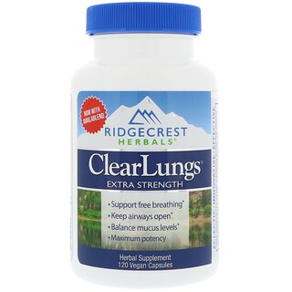 RidgeCrest Herbals, ClearLungs，特强型，120 粒全素胶囊