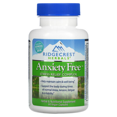 

RidgeCrest Herbals Anxiety Free Stress Relief Complex 60 Vegan Capsules