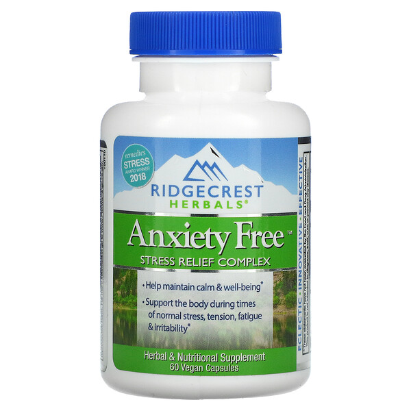 Anxiety Free, комплекс для снятия стресса, 60 веганских капсул