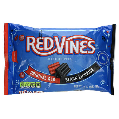 Red Vines Mixed Bites, оригинальная красная и черная солодка, 454 г (16 унций)