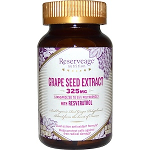 ReserveAge Nutrition, Экстракт семечек винограда, 325 мг, 60 веганских капсул