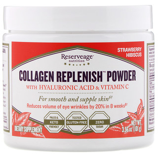 ReserveAge Nutrition, Collagen Replenish Powder, Strawberry Hibiscus, 3.56 oz (101 g)