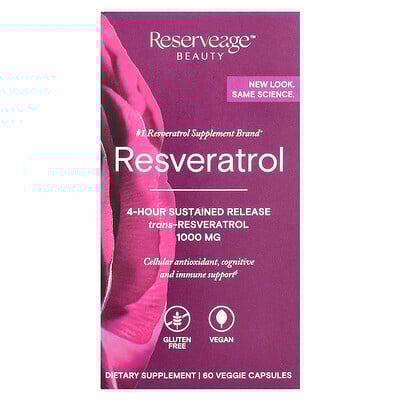 Reserveage Beauty  Resveratrol  60 Veggie Capsules