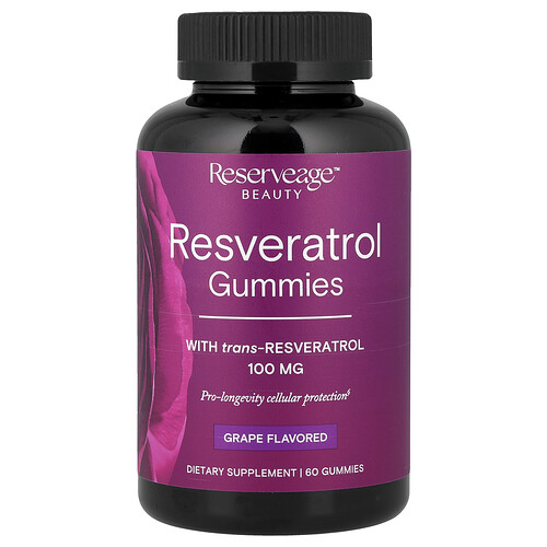 Reserveage Beauty, Resveratrol Gummies, Grape, 60 Gummies