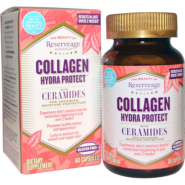 ReserveAge Nutrition, Collagen Hydra Protect, с керамидами, 60 капсул