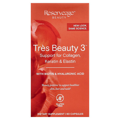 Reserveage Beauty  Tres Beauty 3™ with Biotin & Hyaluronic Acid  90 Capsules