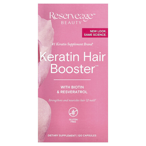 Reserveage Beauty, Booster per capelli alla cheratina con biotina e resveratrolo, 120 capsule