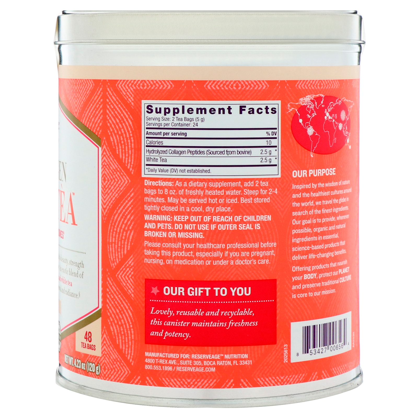 ReserveAge Nutrition, Collagen Beautea, White Tea, 48 Tea Bags iHerb