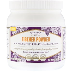 Отзывы о Резервеаге Нутритион, Fibeher Powder with Prebiotic Fiber & Collagen Protein, Lemon, 15.5 oz (439 g)