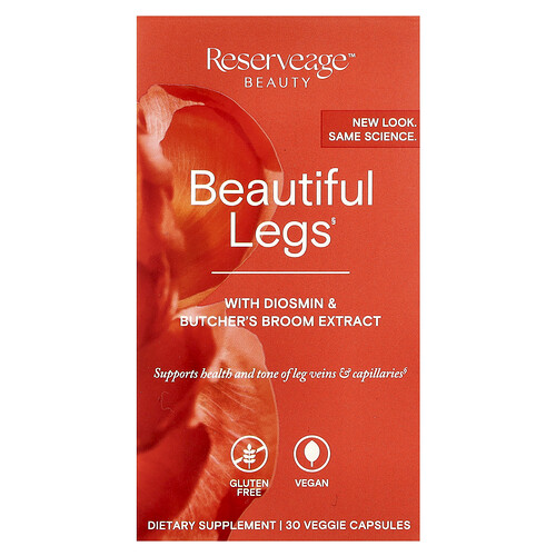 Reserveage Beauty Beautiful Legs with Diosmin & Butcher's Broom Extract, 30 Veggie Capsules