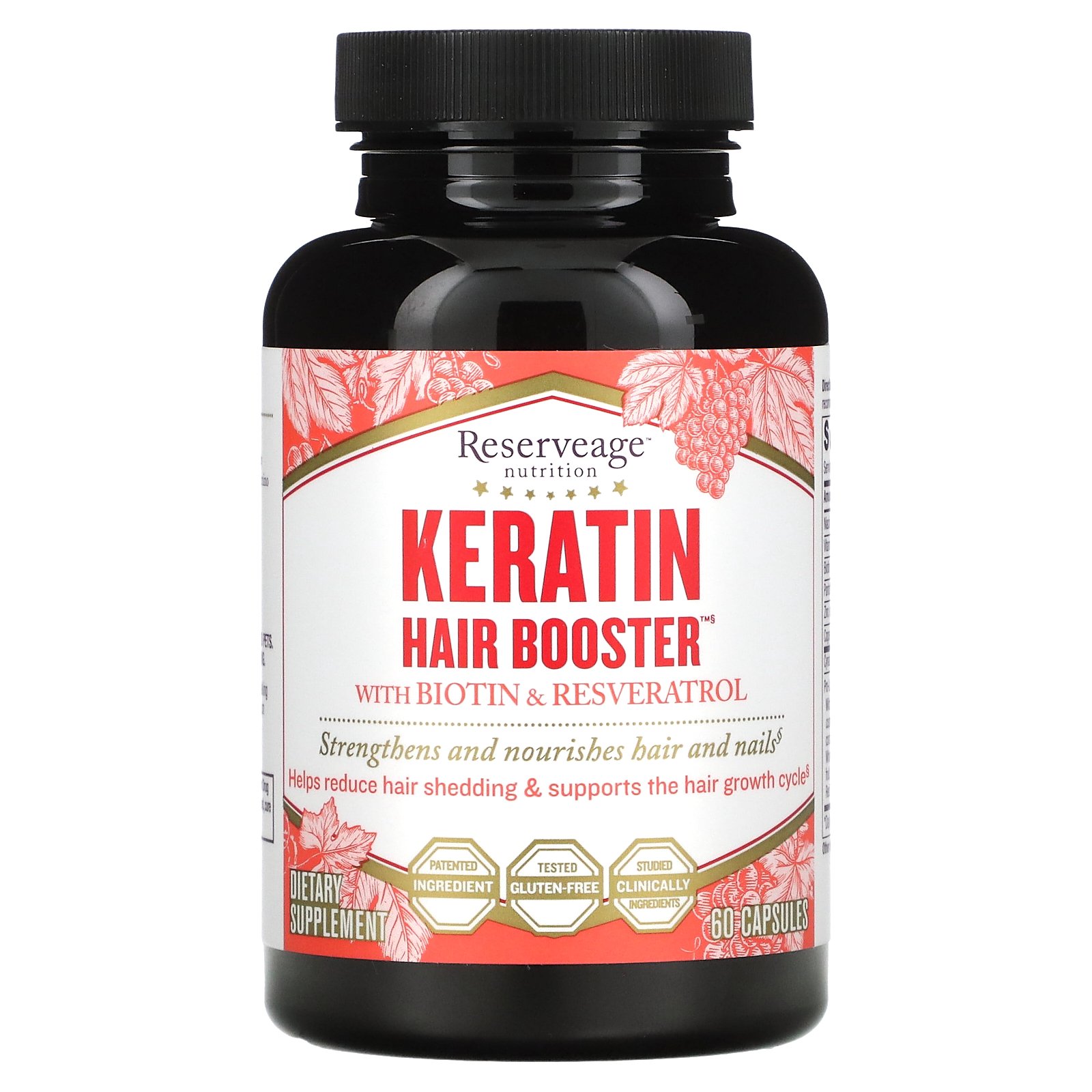 Reserveage Nutrition, Keratin Hair Booster with Biotin & Resveratrol ...