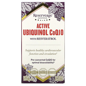 Отзывы о Резервеаге Нутритион, Active Ubiquinol CoQ10 with Resveratrol, 60 Liquid Capsules