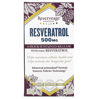 ReserveAge Nutrition, Resveratrol, 500 mg, 60 cápsulas vegetales