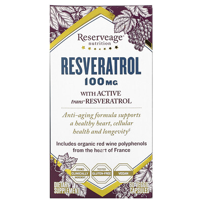 ReserveAge Nutrition Resveratrol, 100 mg, 60 Veggie Capsules