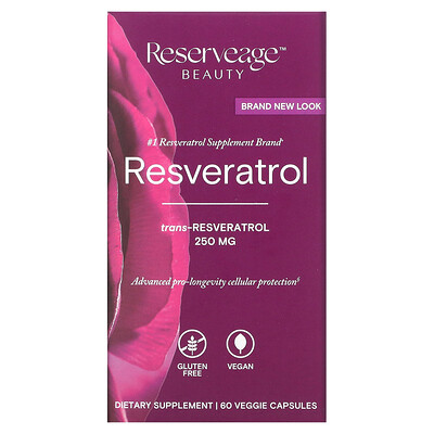 

ReserveAge Nutrition Ресвератрол, транс-ресвератрол, 250 мг, 60 растительных капсул