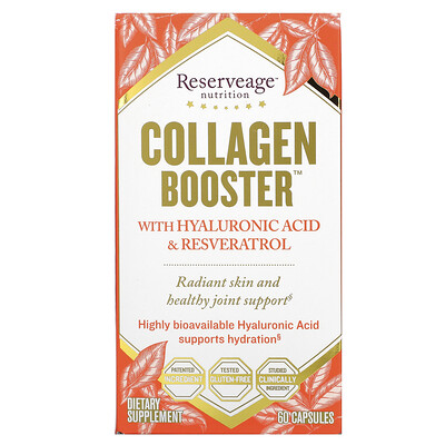 ReserveAge Nutrition Collagen Booster с гиалуроновой кислотой и ресвератролом, 60 капсул