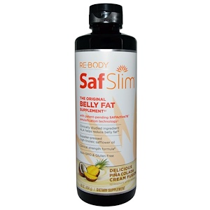 Rebody Safslim, The Original Belly Fat Supplement, Piña Colada Cream Fusion, 16 oz (454 g)