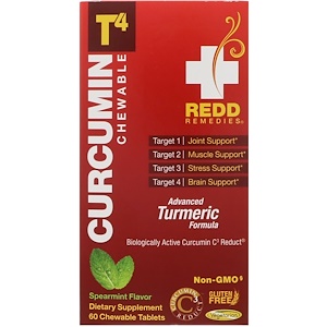 Купить Redd Remedies, Куркумин T4, колосовая мята, 60 жевательных таблеток  на IHerb