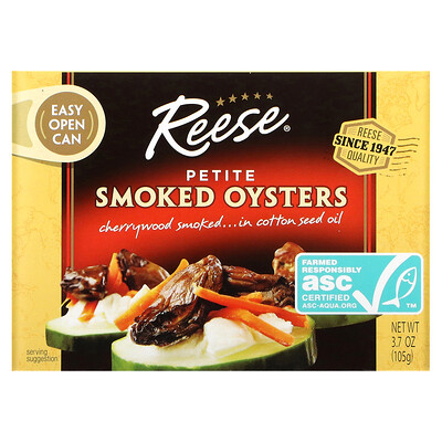 

Reese, Petite Smoked Oysters, 3.7 oz (105 g)