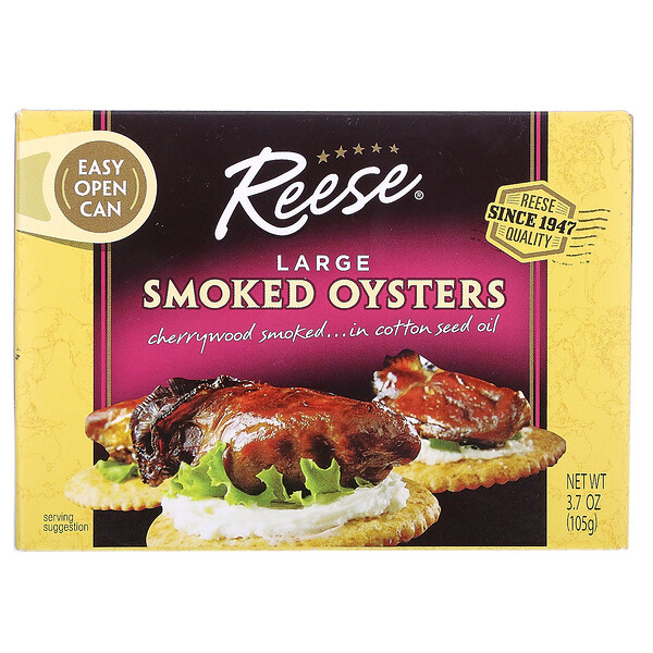 Reese, Large Smoked Oysters, 3.70 oz (105 g)