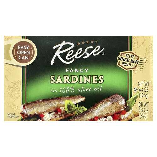 Reese Fancy Sardines, In 100% Olive Oil, 4.4 oz (124 g)