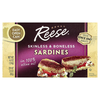 Reese, Skinless & Boneless Sardines in 100% Olive Oil, 4.4 oz (124 g)