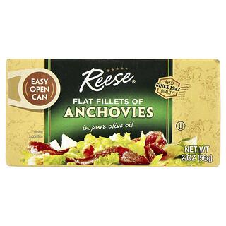 Reese, Filetes planos de anchoas, en aceite de oliva puro, 56 g (2 oz)