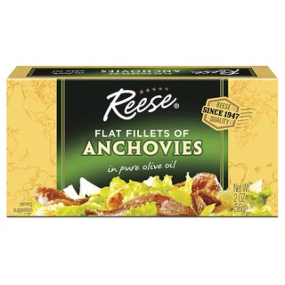 Reese, Flat Fillets of Anchovies, in Pure Olive Oil, 2 oz (56 g)