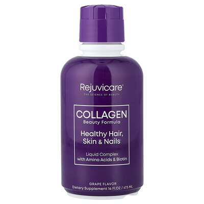 Product Image for Rejuvicare, Collagen Beauty Formula, Liquid Complex With Amino Acids & Biotin, Grape, 16 fl oz (473 ml)