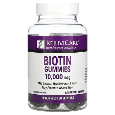 

Rejuvicare Biotin Gummies Raspberry 10 000 mcg 60 Gummies