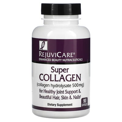 

Rejuvicare Super Collagen, гидролизат коллагена, 500 мг, 90 капсул