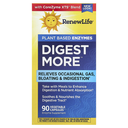 Renew Life DigestMore™, Plant Based Enzymes, 90 Vegetable Capsules