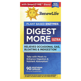 Renew Life, DigestMore™ Ultra, Enzimas de origen vegetal, 90 cápsulas vegetales