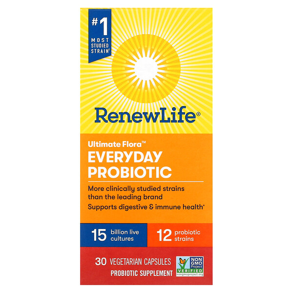 Renew Life, Ultimate Flora, Everyday Probiotic, 15 Billion Live ...