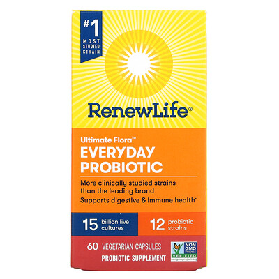 

Renew Life, Ultimate Flora Everyday Probiotic, 15 Billion CFU, 60 Vegetarian Capsules