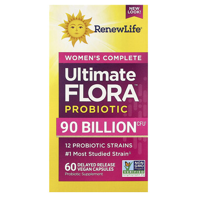 Product Image for Renew Life, Women's Complete, Ultimate Flora Probiotic, 90 Billion CFU, 60 Delayed Release Vegan Capsules