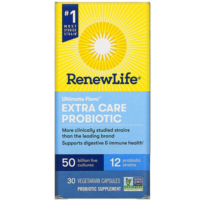 Renew Life Extra Care, Ultimate Flora Probiotic, 50 Billion Live Cultures, 30 Vegetarian Capsules