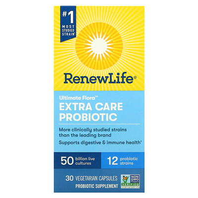 

Renew Life Ultimate Flora Extra Care Probiotic 50 Billion Live Cultures 30 Vegetarian Capsules