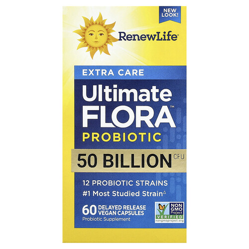 Renew Life Extra Care, Ultimate Flora™ Probiotic, 60 Delayed Release Vegan Capsules