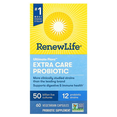 

Renew Life Ultimate Flora Extra Care Probiotic 50 Billion Live Cultures 60 Vegetarian Capsules