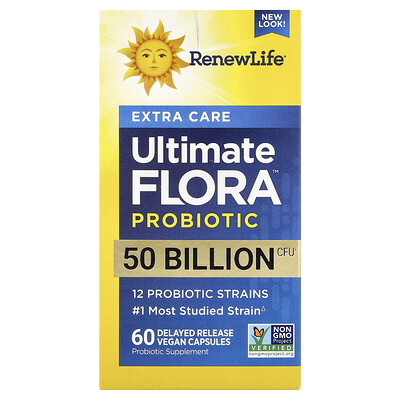 Product Image for Renew Life, Extra Care Ultimate Flora Probiotic, 50 Billion CFU, 60 Delayed Release Vegan Capsules