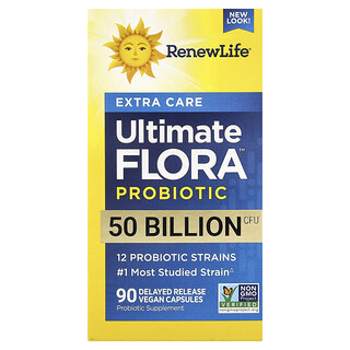 Renew Life, Probiotic Ultimate Flora™, Îngrijire suplimentară, 90 capsule vegane cu eliberare prelungită