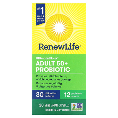 

Renew Life, Ultimate Flora, Adult 50+ Probiotic, 30 Billion Live Cultures, 30 Vegetarian Capsules