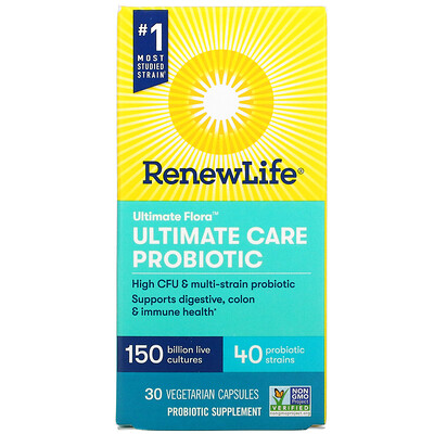 

Renew Life Ultimate Flora Ultimate Care Probiotic 150 Billion Live Cultures 30 Vegetarian Capsules