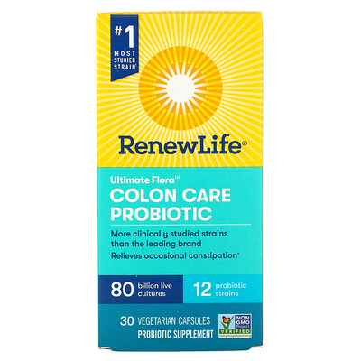 Renew Life Ultimate Flora, Colon Care Probiotic, 30 Vegetarian Capsules