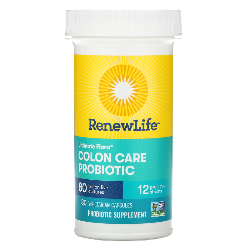 Renew Life Ultimate Flora Colon Care Probiotic 80 Billion Live Cultures 30 Vegetarian