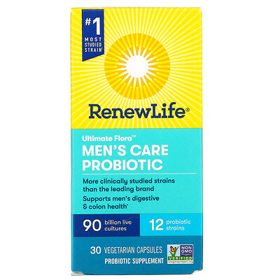 Renew Life Ultimate Flora, Men's Care Probiotic, 90 Billion Live Cultures, 30 Vegetarian Capsules
