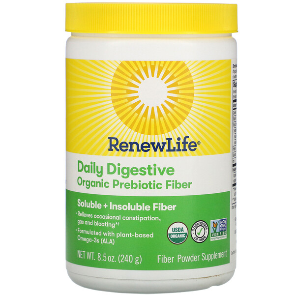 Renew Life, Daily Digestive Organic Prebiotic Fiber, 8.5 oz (240 g)