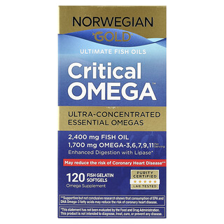 Renew Life, Norwegian Gold®, Critical Omega™ Ultimate Fish Oils, 120 Fish Gelatin Softgels