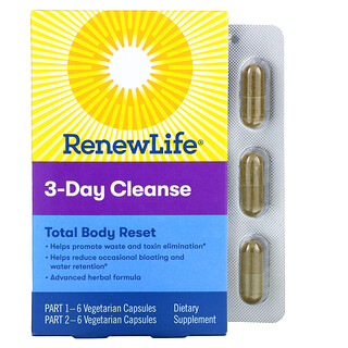 Renew Life, 3-Day Cleanse，全身重塑，12 粒素食膠囊